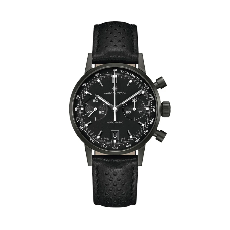 American Classic Intra-Matic Auto Chrono PVD 40mm - Black on Leather Strap