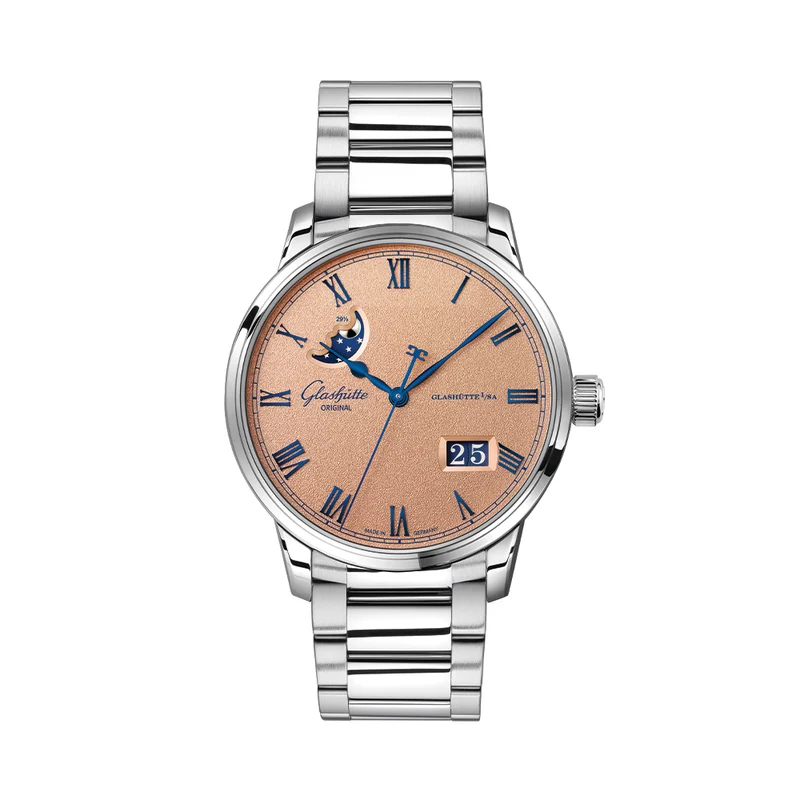 Senator Excellence Panorama Date Moon Phase 40mm - Frosted Copper on Bracelet