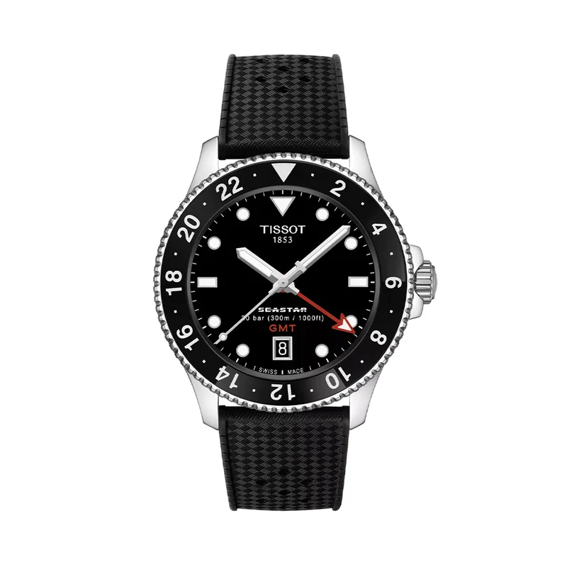 Seastar 1000 GMT Quartz 40mm - Black on Rubber Strap