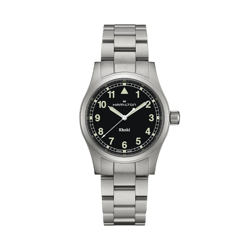 Khaki Field Quartz 38mm - Black w/ White Numerals on Bracelet