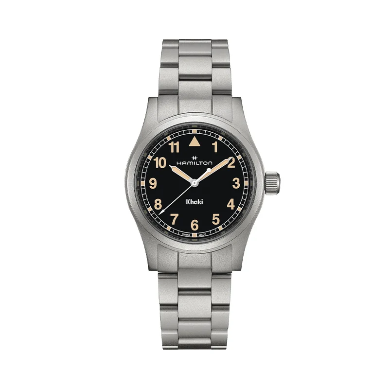 Khaki Field Quartz 38mm - Black w/ Yellow/gold Numerals on Bracelet