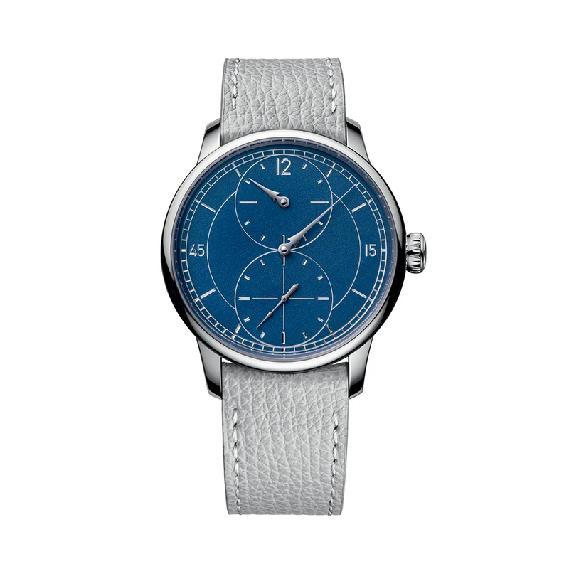 Le Régulateur Gravé Bleu 39mm - Blue on Leather Strap