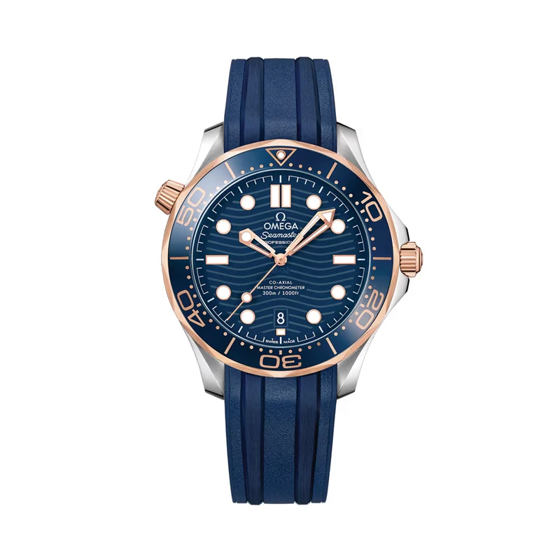 Seamaster Diver 300M Steel and Sedna™ Gold 42mm - Blue on Rubber Strap