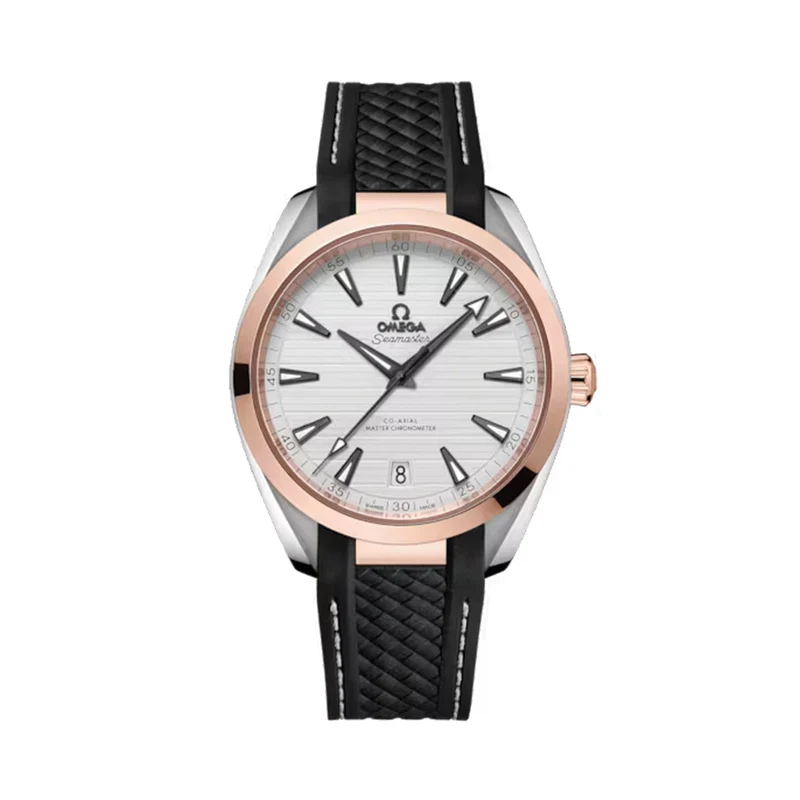 Seamaster Aqua Terra 150M Steel and Sedna™ Gold 41mm - Silver on Rubber Strap