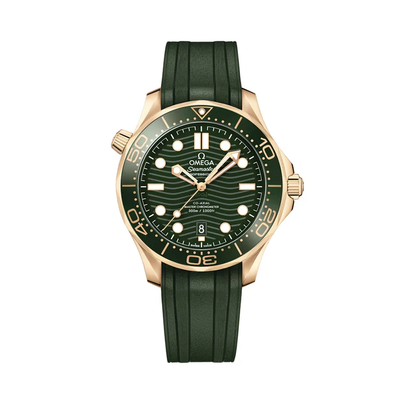 Seamaster Diver 300M Moonshine™ Gold 42mm - Green on Rubber Strap