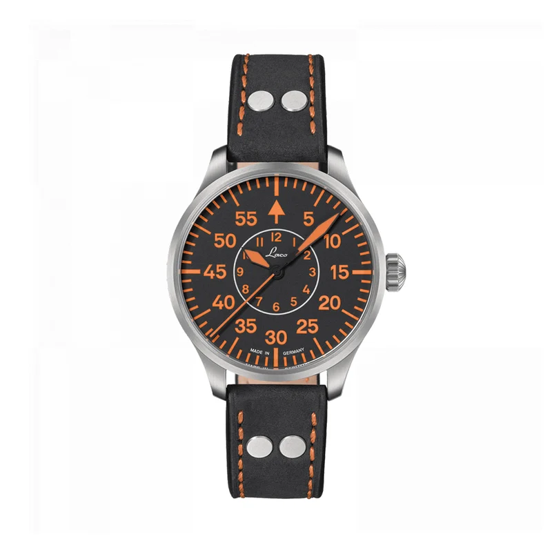 Pilot Watch Basic Palermo Automatic 39mm - Black/Orange on Leather Strap
