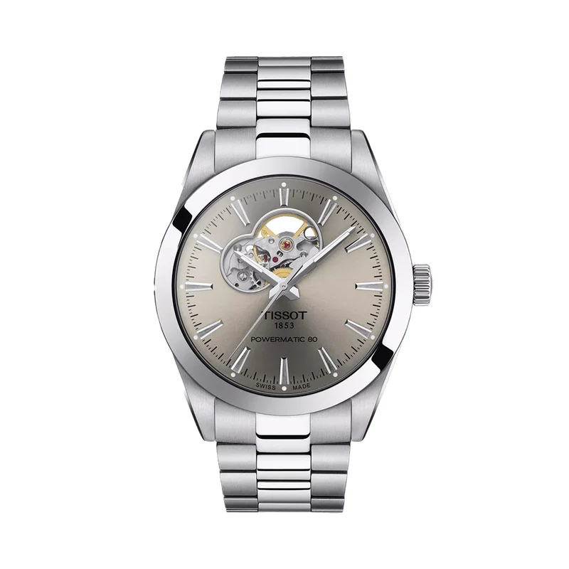 Gentleman Powermatic 80 Open Heart 40mm - Silver on Bracelet