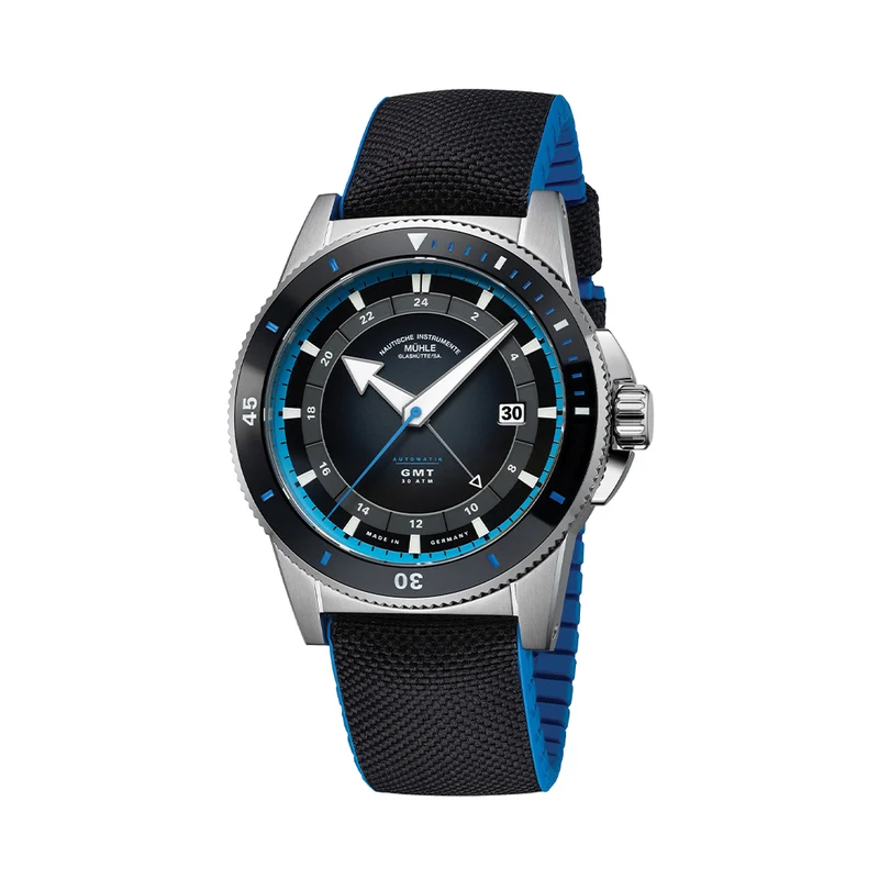 Sportivo Travel GMT 42.5mm - Black on Canvas-Rubber Strap