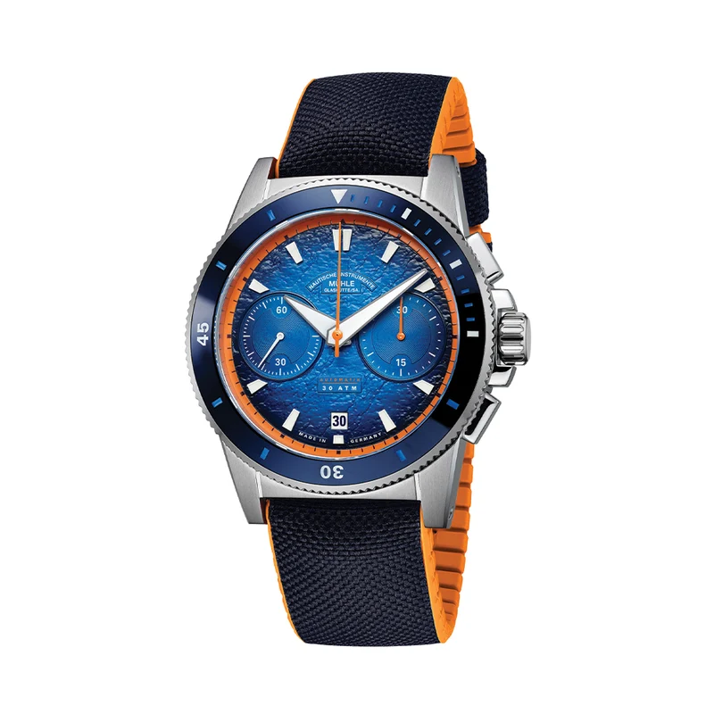 Sportivo Active Chronograph 42.5mm - Blue on Canvas-Rubber Strap