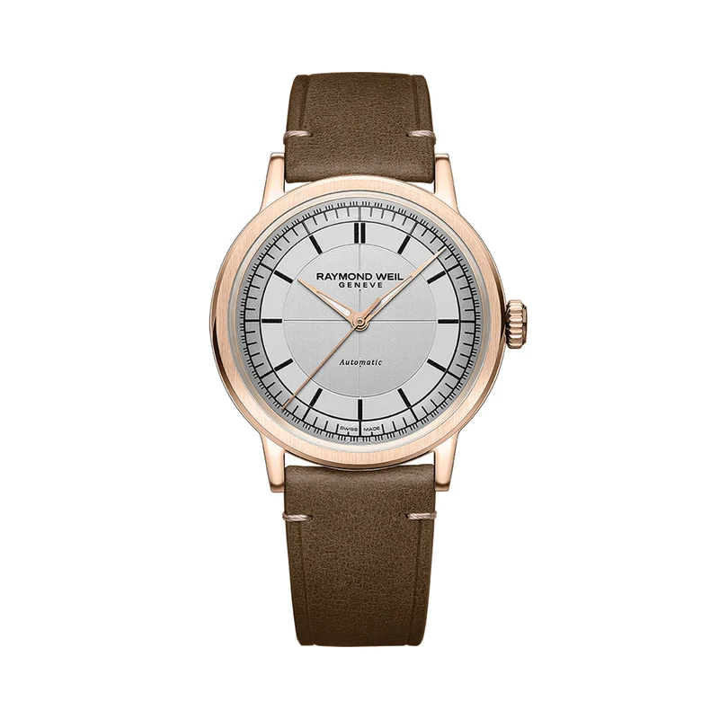 Millesime Men's Automatic Sector Dial 39.5mm - Silver on Leather Strap