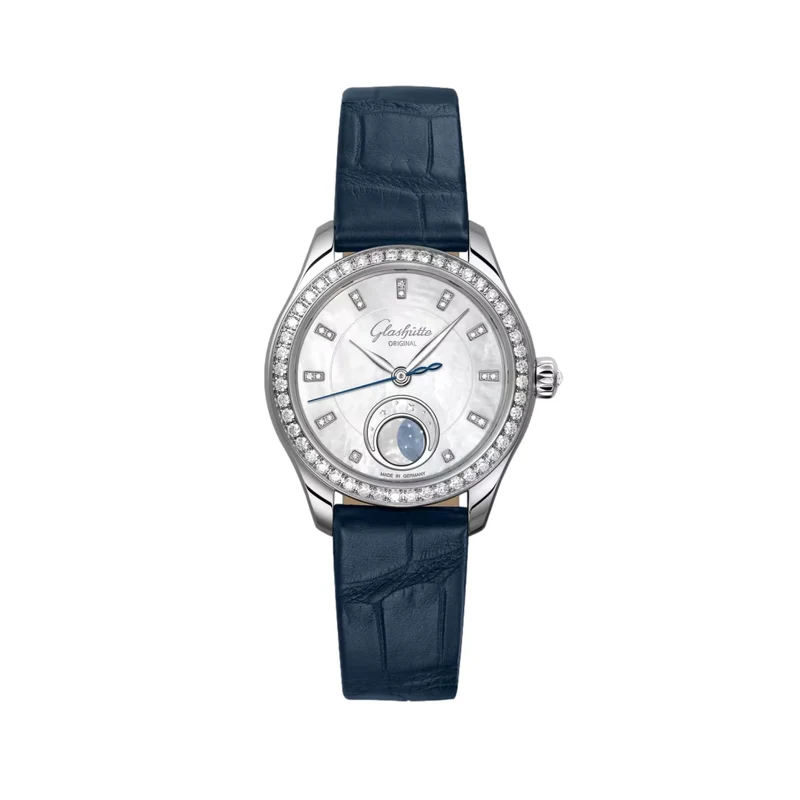 Serenade Luna Diamond Automatic 32.5mm - White, Mother-of-Pearl on Leather Strap