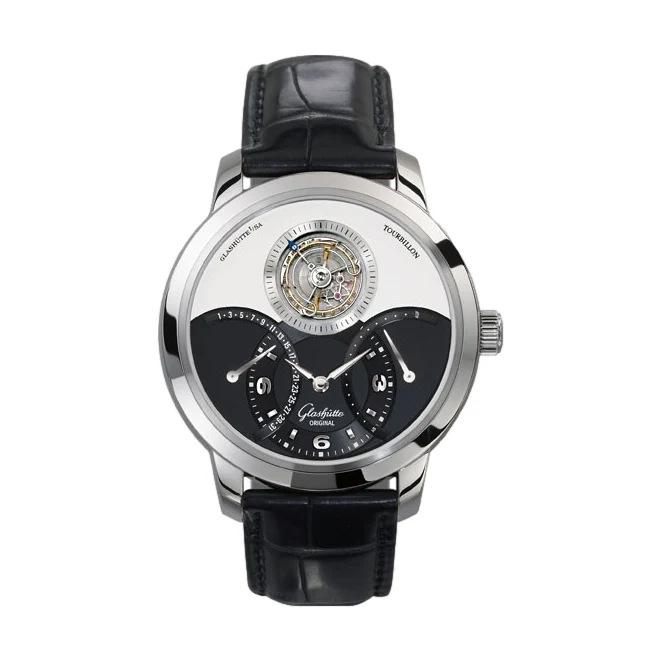 PanoTourbillon XL 42mm - Silver and Black on Leather Strap