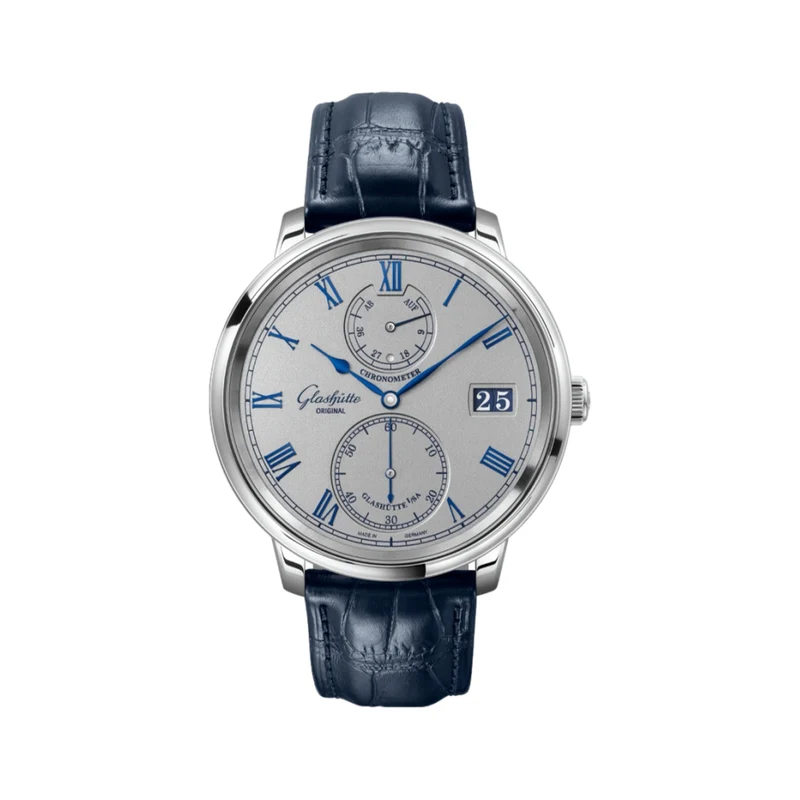 Senator Chronometer Manual Winding White Gold 42mm - Silver on Leather Strap