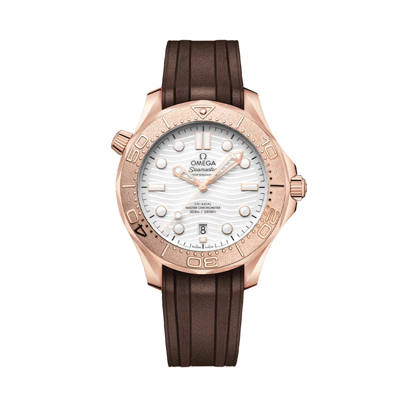Seamaster Diver 300M Sedna™ Gold 42mm - White on Rubber Strap