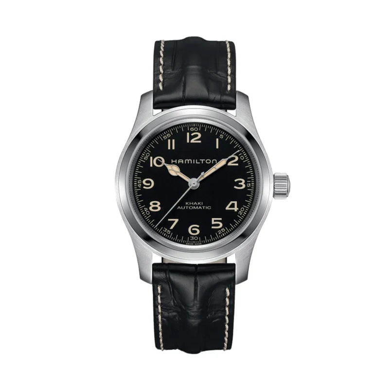 Khaki Field Murph Bundle 42mm - Black on Leather Strap with Extra Bracelet