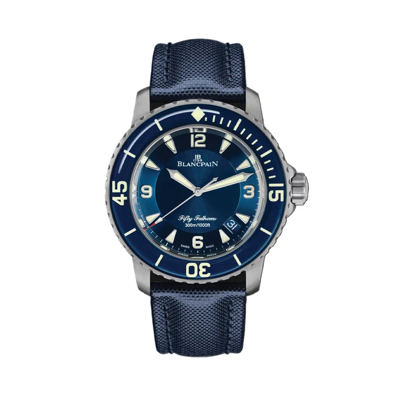 Fifty Fathoms Automatique Titanium 45mm - Blue on Sail-canvas Strap