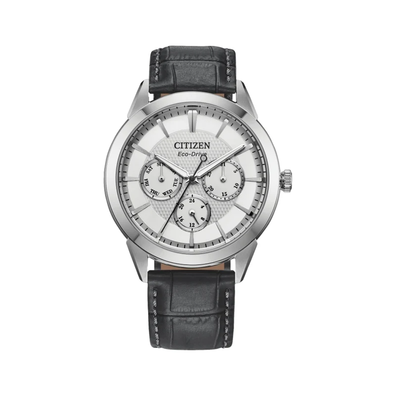 Rolan 40mm - Silver on Leather Strap