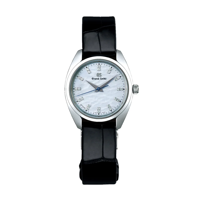 STGF381 "Omiwatari" Elegance Quartz w/ Diamonds 31.8mm - Blue on Leather Strap