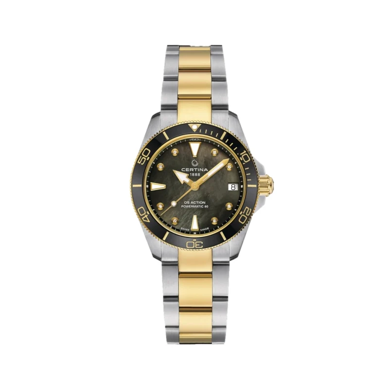 DS Action Powermatic 80 34.5mm - Black, Mother-of-Pearl on Bracelet