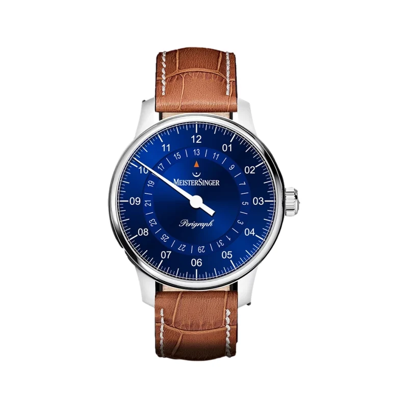 Perigraph 38mm - Blue on Leather Strap