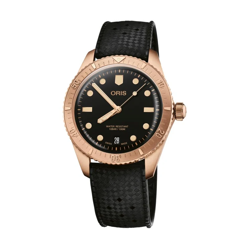 Divers Sixty-Five 'Cotton Candy' Sepia Bronze 38mm - Black on Rubber Strap