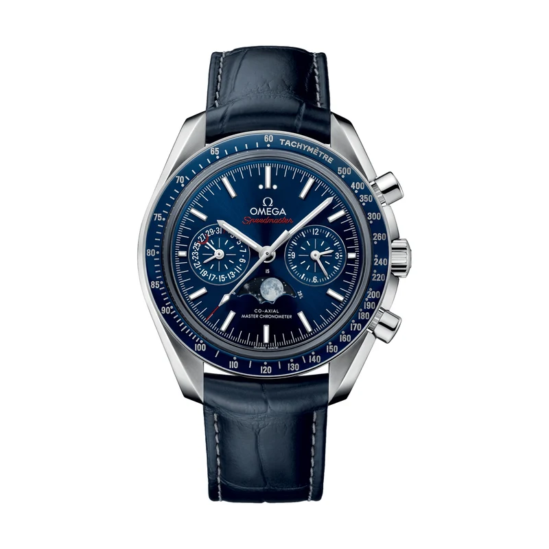 Speedmaster Moonphase Moonphase Chronograph 44.25mm - Blue on Leather Strap