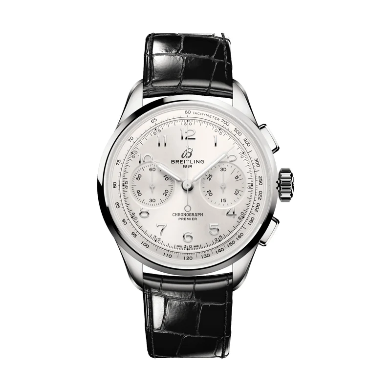 Premier B09 Chronograph 40mm - Silver on Leather Strap