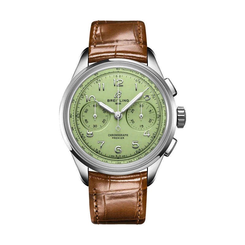 Premier B09 Chronograph 40mm - Pistachio Green on Leather Strap