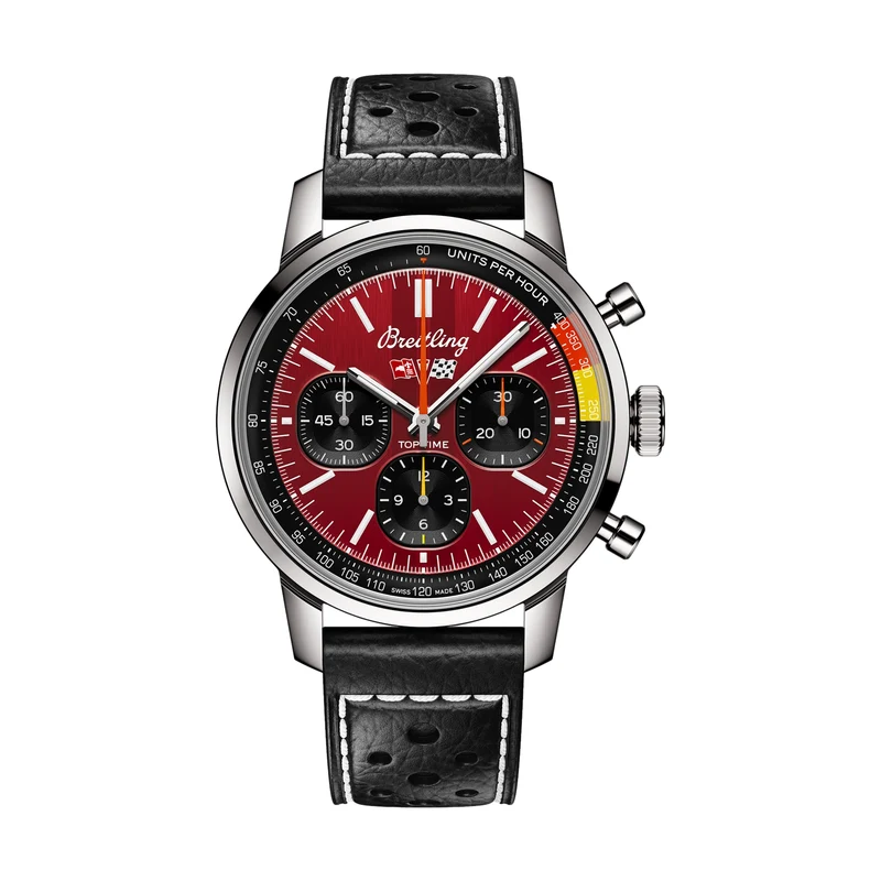 Top Time B01 Chevrolet Corvette 41mm - Red on Leather Strap