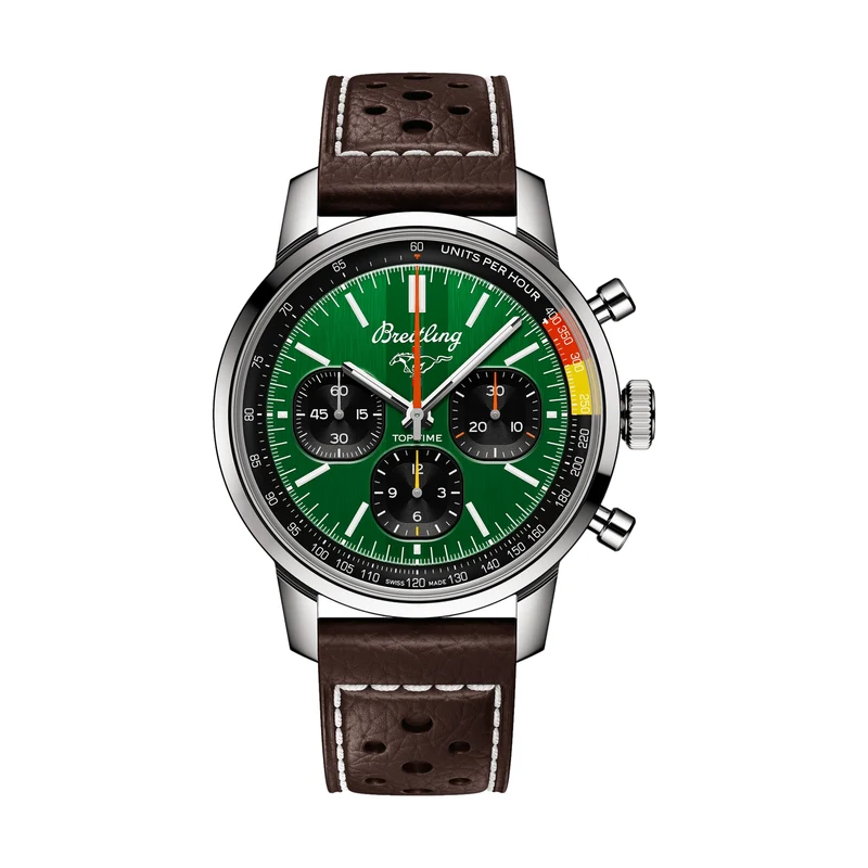 Top Time B01 Ford Mustang 41mm - Green on Leather Strap