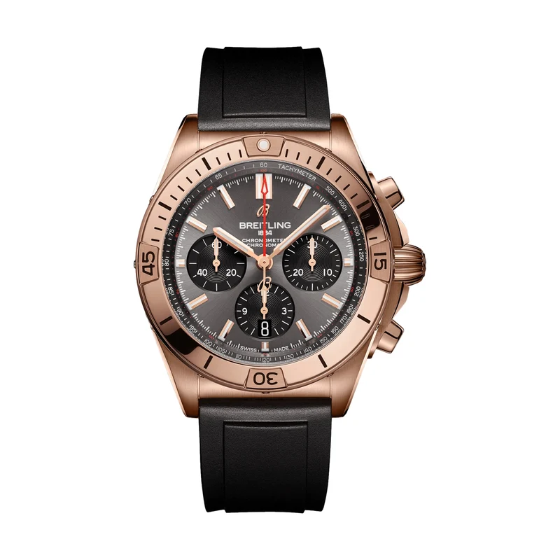 Chronomat B01 18k Red Gold 42mm - Anthracite on Rubber Strap