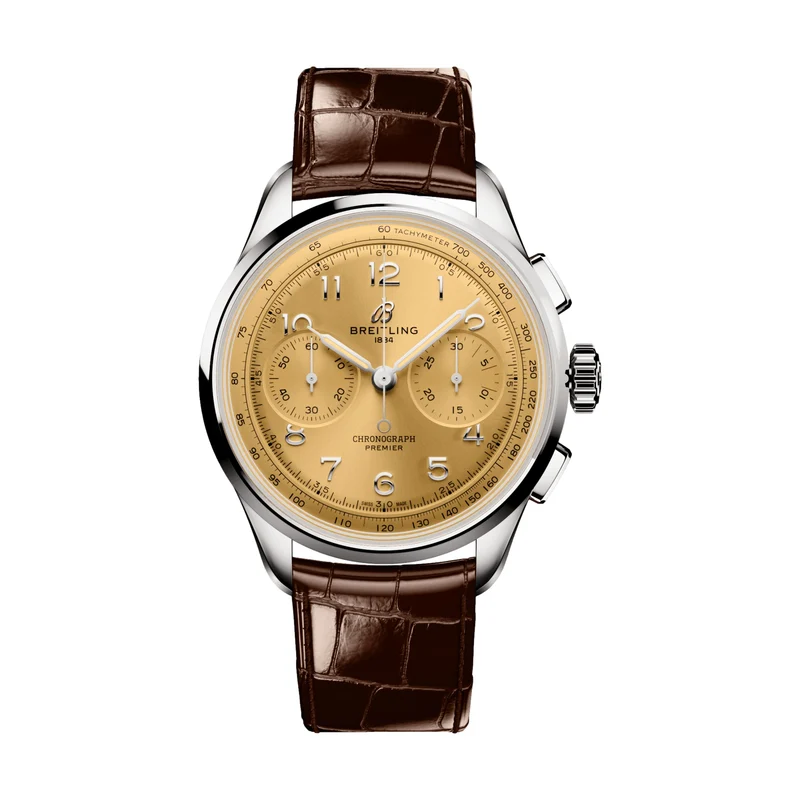 Premier B09 Chronograph 40mm - Gold on Leather Strap