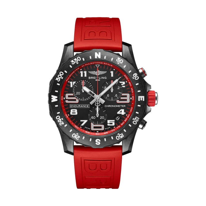 Endurance Pro Breitlight® 44mm - Black on Red Rubber Strap