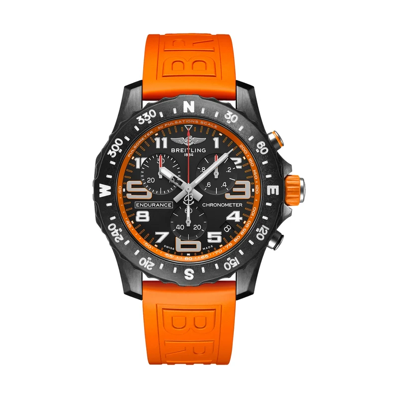 Endurance Pro Breitlight® 44mm - Black on Orange Rubber Strap