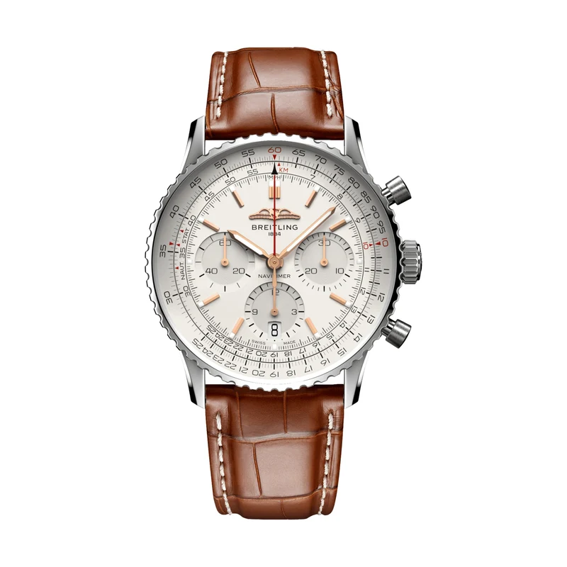 Navitimer B01 Chronograph 41mm - White on Leather Strap