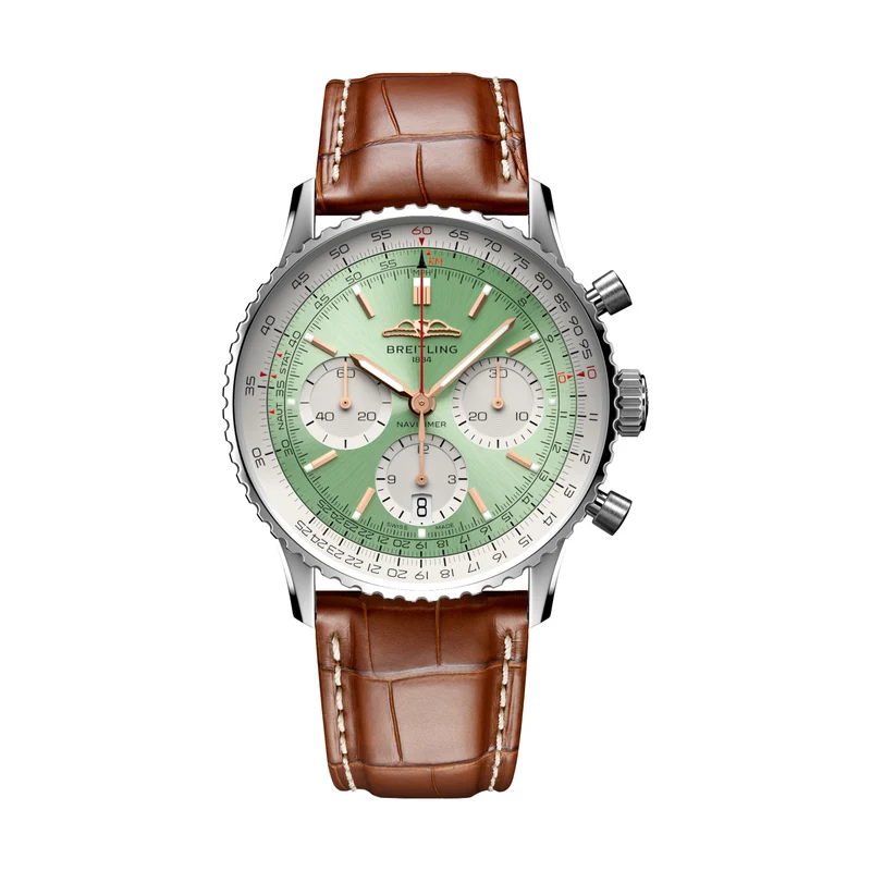 Navitimer B01 Chronograph 41mm - Mint Green on Leather Strap