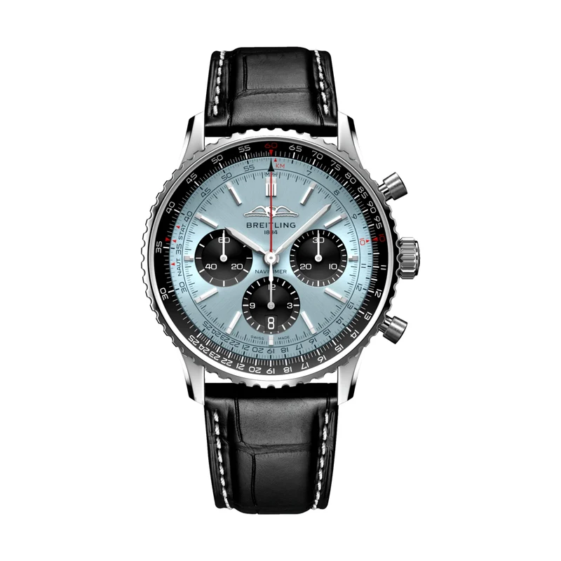 Navitimer B01 Chronograph 43mm - Ice Blue on Leather Strap
