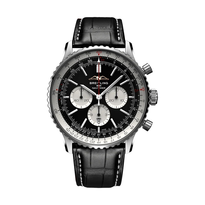 Navitimer B01 Chronograph 46mm - Black on Leather Strap