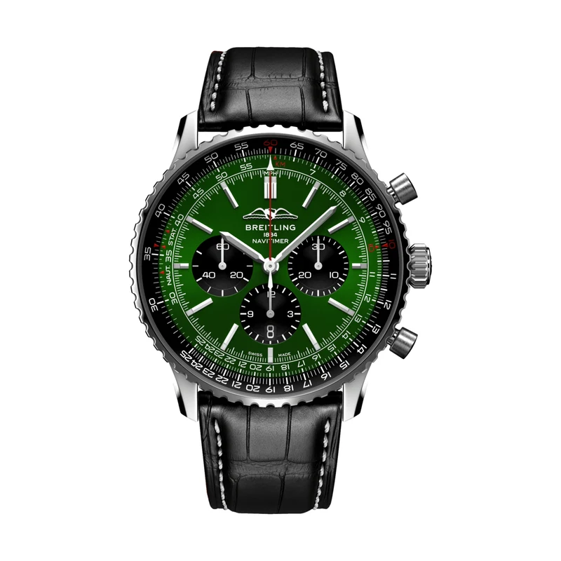 Navitimer B01 Chronograph 46mm - Green on Leather Strap