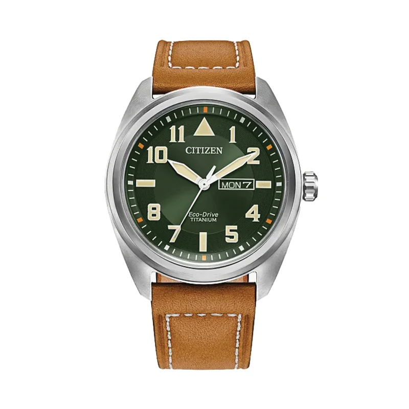 Garrison Eco-Drive Super Titanium 42mm - Green on Leather Strap