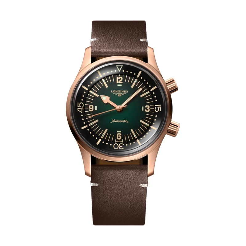 Legend Diver Bronze 42mm - Green on Leather Strap w/ Extra Fabric Strap