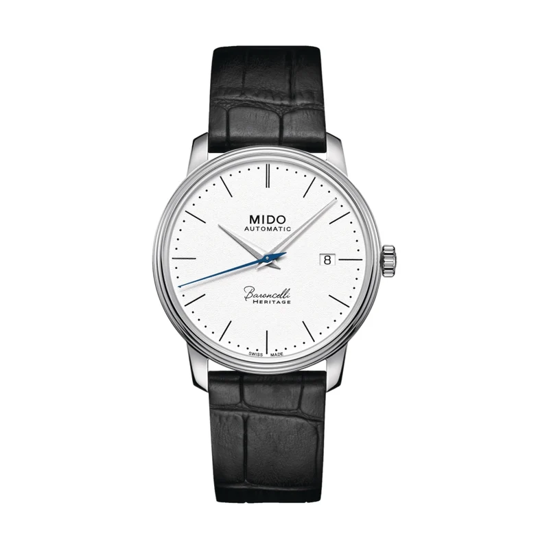 Baroncelli Heritage Gent 39mm - White on Leather Strap
