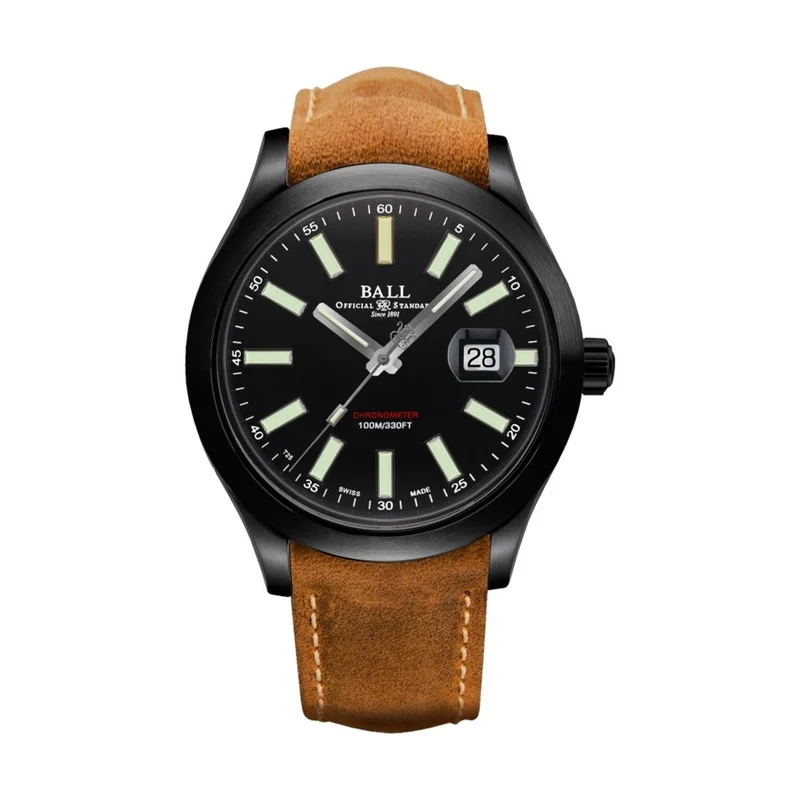 Engineer II Green Berets 43mm - Black on Leather Strap