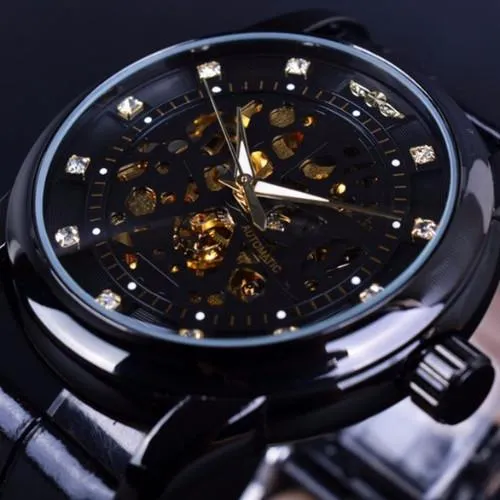Black Automatic Skeleton Watch