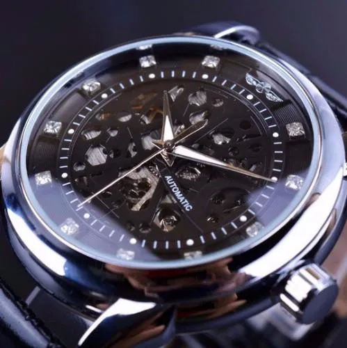 Black & Silver Royal Skeleton Watch