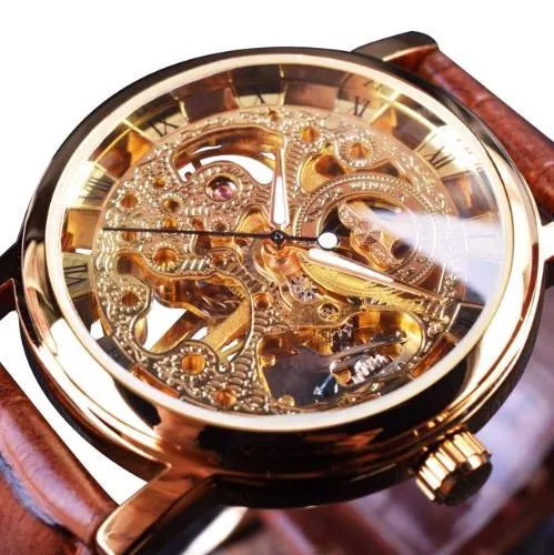 Brown & Gold Prestige Skeleton Watch
