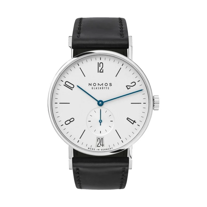 Tangente Date 38mm - White Silver-Plated on Leather Strap