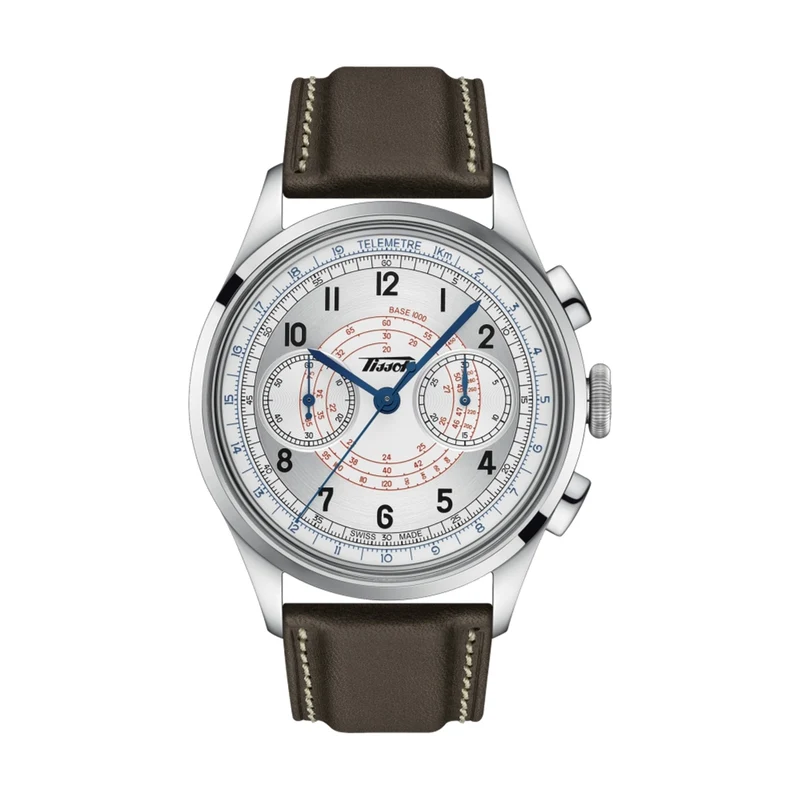 Telemeter 1938 42mm - Silver on Leather Strap