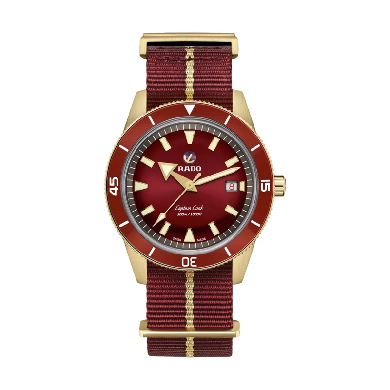 Captain Cook Automatic Bronze 42mm - Red on Fabric Strap