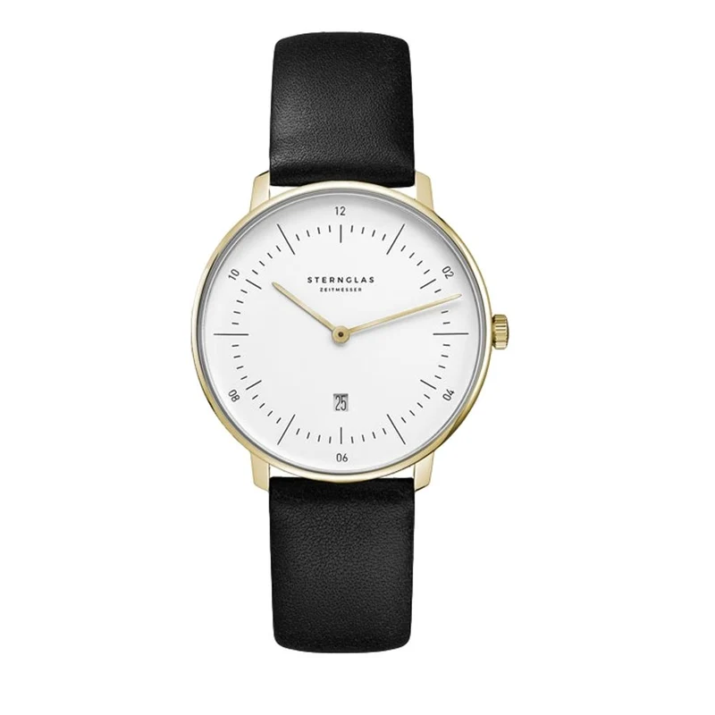 Naos XS Quartz Gold PVD 33mm - White on Leather Strap